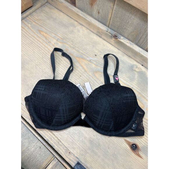 NWT Victorias Secret Black Lace T-Shirt Push-Up Bra 32B - Picture 7 of 7